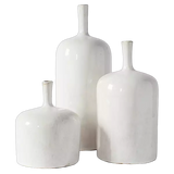 set of three white vases