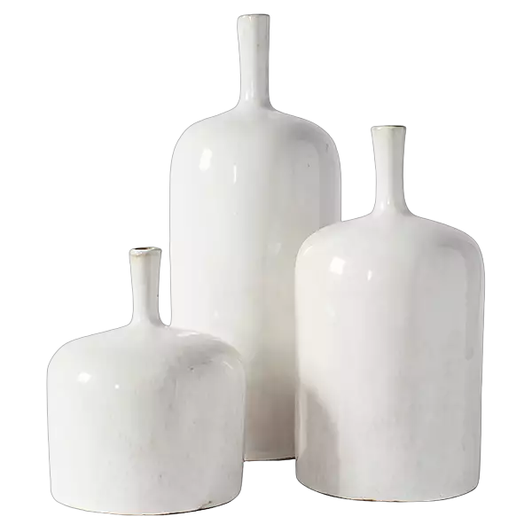 set of three white vases