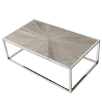 Parquet Coffee Table with stainless steel frame and modern minimalist design