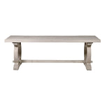 Front view of Seabreeze dining table showing trestle base