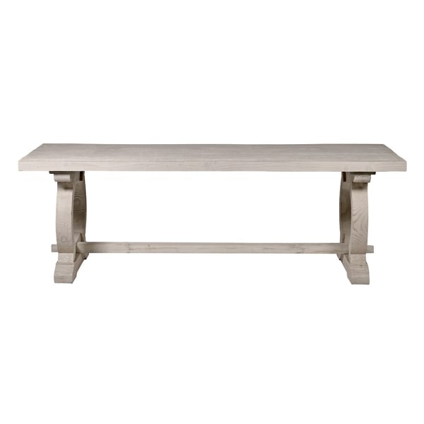 Front view of Seabreeze dining table showing trestle base