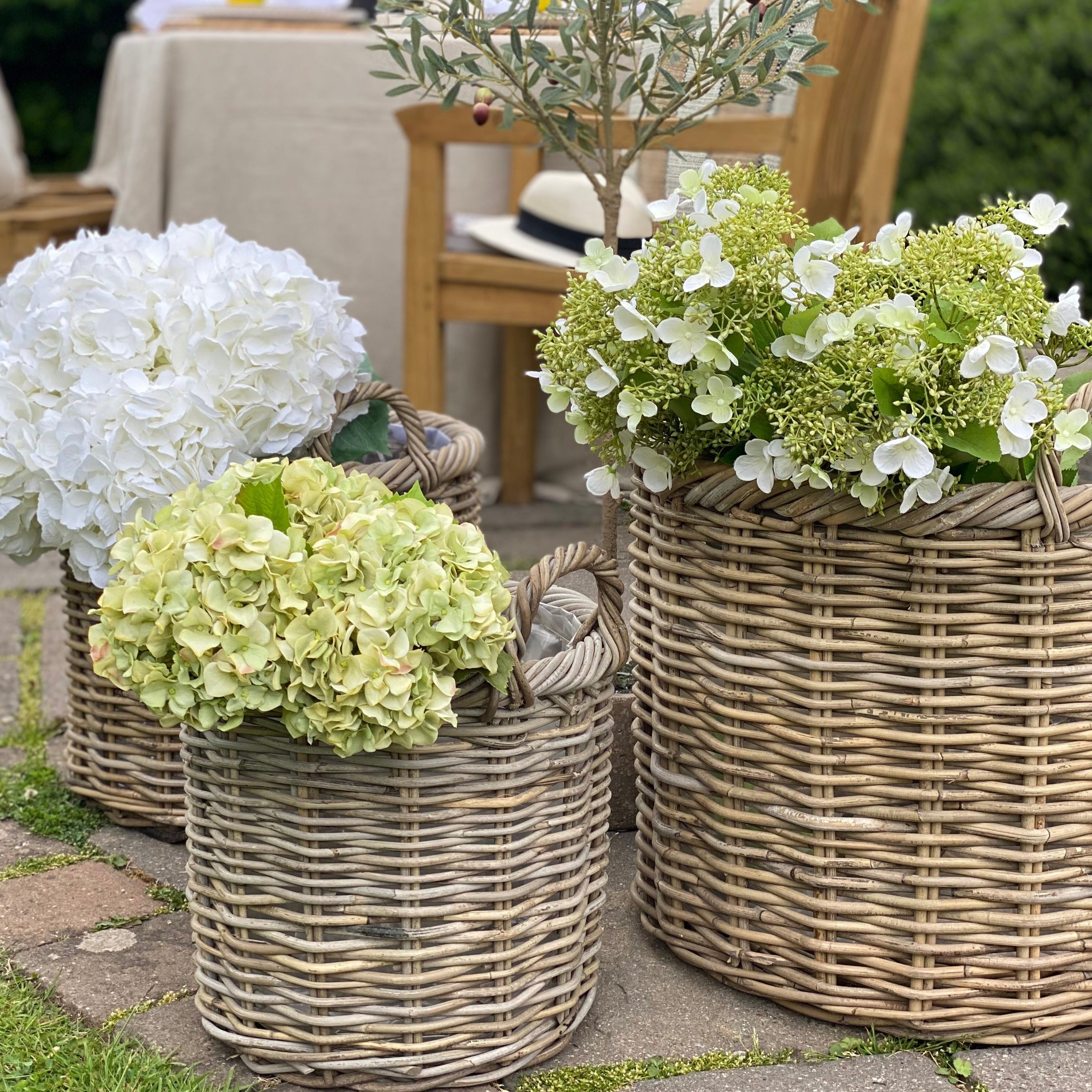 lined wicker basket