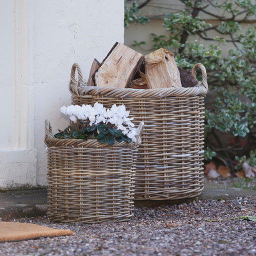 lined wicker basket