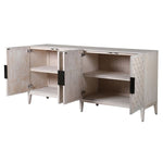 exquisite Scallop Edged Sideboard, crafted from Alder wood doors open