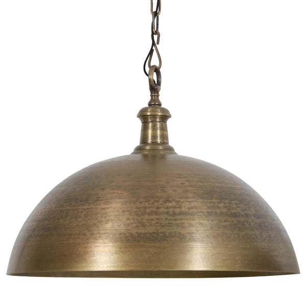 Antique brass dome pendant light with adjustable chain – industrial vintage hanging ceiling fixture