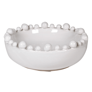 Charles Ted Bobble Rim Ceramic Decorative Bowl – Modern Artisan Accent | White - CharlesTed Home