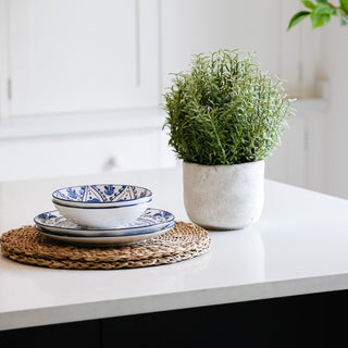 Charles Ted Faux Rosemary Bush in stone Pot - CharlesTed Home