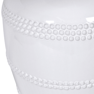 Charles Ted Lucia White Ceramic Table Lamp | Beaded Detailing with Natural Linen Shade - CharlesTed Home