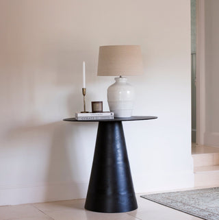 Charles Ted Lucia White Ceramic Table Lamp | Beaded Detailing with Natural Linen Shade - CharlesTed Home