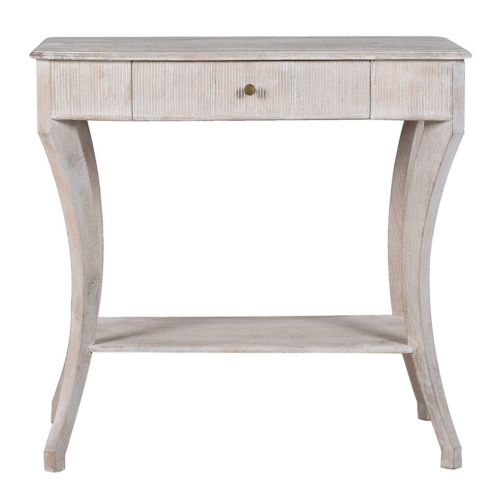 Charles Ted Orla Curved Leg Mango Wood Side Table – Whitewashed Finish - CharlesTed Home