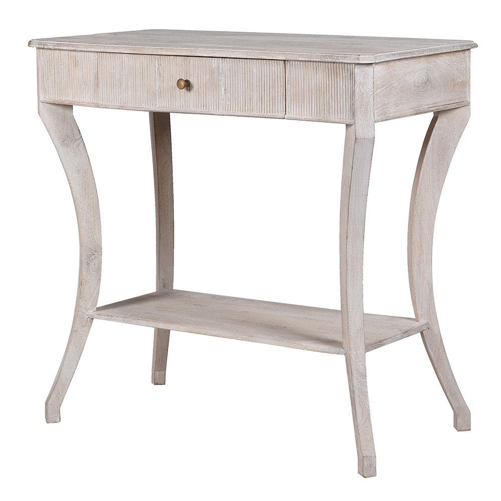 Charles Ted Orla Curved Leg Mango Wood Side Table – Whitewashed Finish - CharlesTed Home