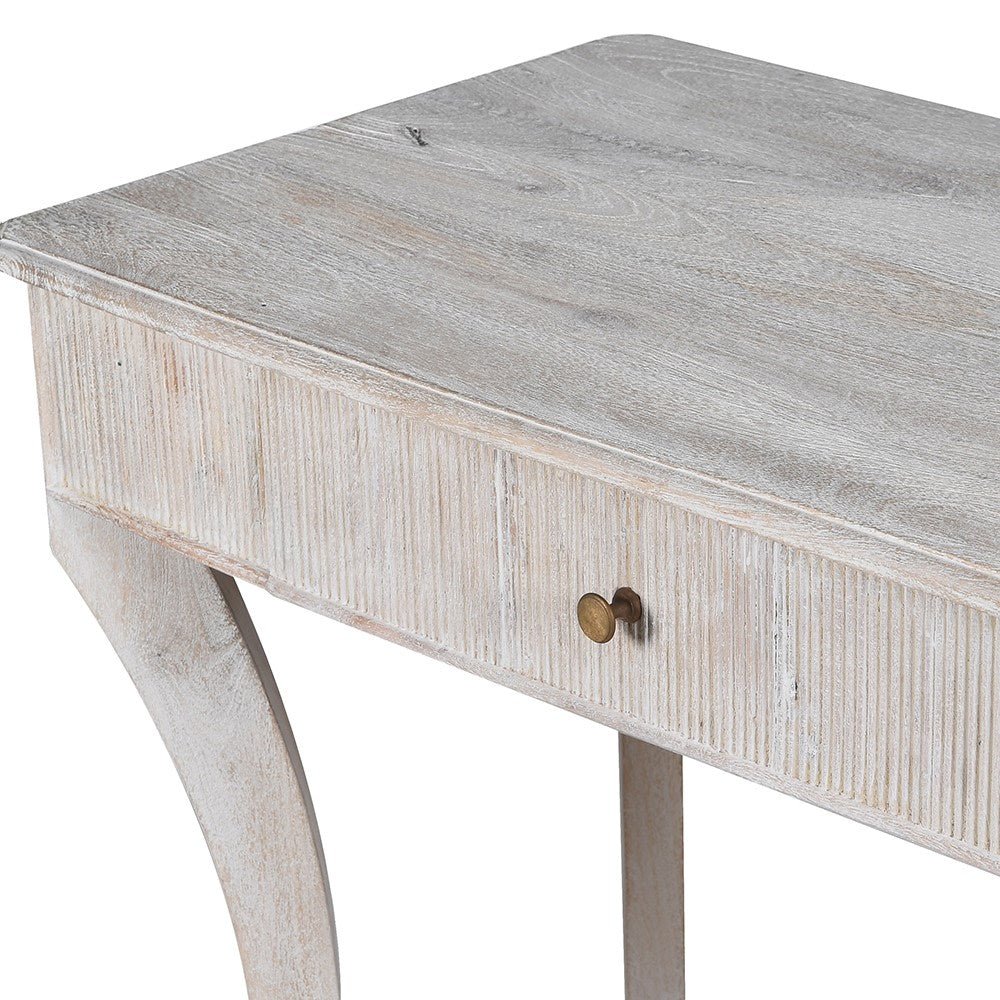 Charles Ted Orla Curved Leg Mango Wood Side Table – Whitewashed Finish - CharlesTed Home