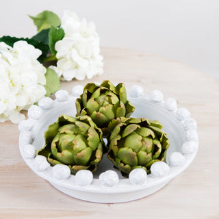 Charles Ted Pom Pom Pearl Edge Ceramic Serving Bowl – Handcrafted White Stoneware - CharlesTed Home