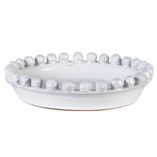 Charles Ted Pom Pom Pearl Edge Ceramic Serving Bowl – Handcrafted White Stoneware - CharlesTed Home