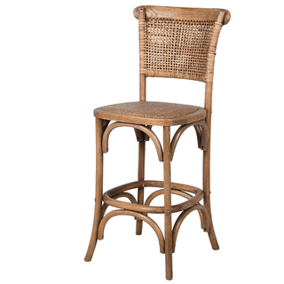 Charles Ted Rustic Wicker Barstool | Handcrafted Rattan Bar Chair for Kitchen Island or Home Bar - CharlesTed Home