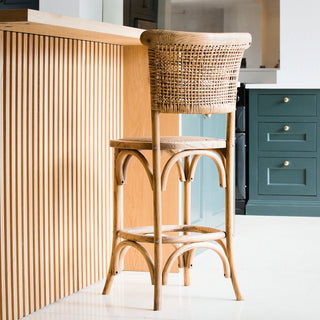 Charles Ted Rustic Wicker Barstool | Handcrafted Rattan Bar Chair for Kitchen Island or Home Bar - CharlesTed Home