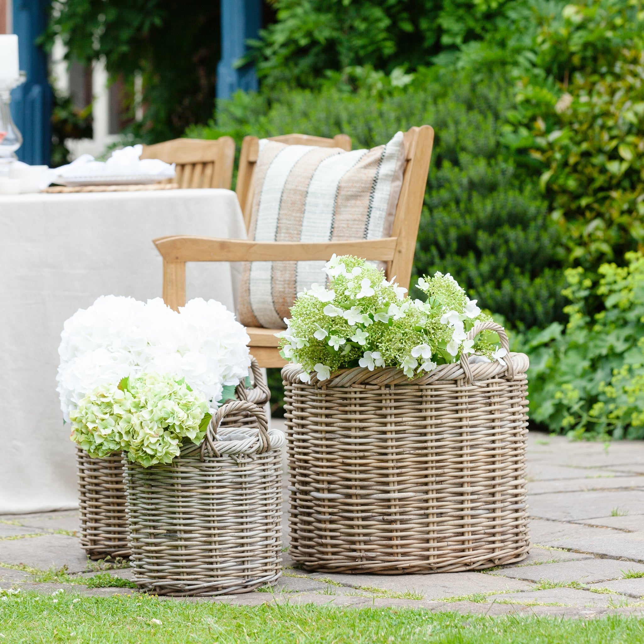 Charles Ted Sonoma Weatherproof Baskets | Outdoor Planters | Wicker & Plastic Lined | Three Sizes - CharlesTed Home