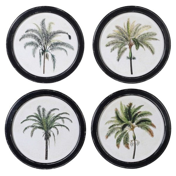 Charles Ted Tropical Palm Tree Wall Art Set | Vintage Botanical Prints | Set of 4 - CharlesTed Home