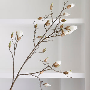Faux Magnolia Branch | White Blooms