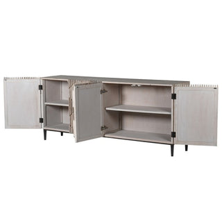 CharlesTed Home Reclaimed Pine Textured Sideboard with Carved Pattern - CharlesTed Home