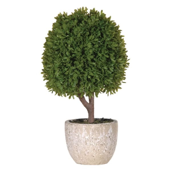 faux topiary in stone pot