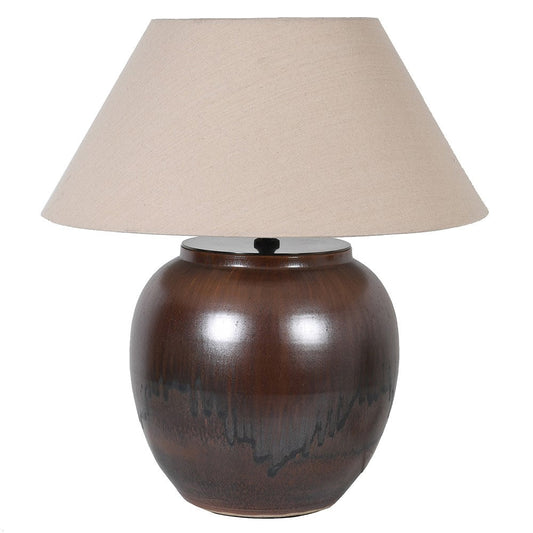 Umber Porcelain Lamp with Shade